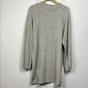Zara Heather Gray Long Balloon Sleeve Mini Sweater Dress Large